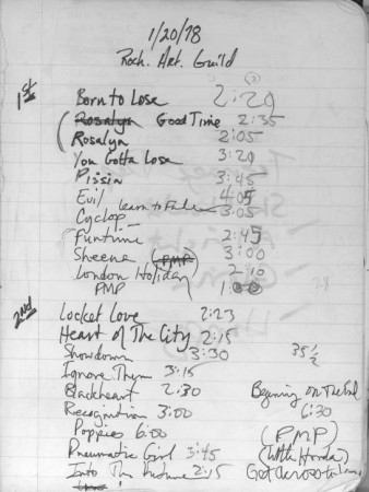 Rochester Art Guild 1978 Set List